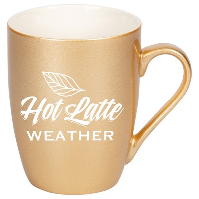 Elanze Designs Hot Latte Weather Vegas Gold 10 ounce New Bone China Coffee Cup Mug