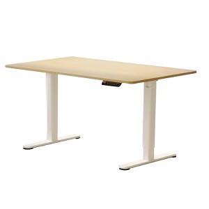 Itopfox Electric Standing Desk, Adjustable Height Sit Stand Home Office Desk with Splice Board, White Frame and Nature Top - 1 of 4