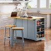 KWPZQEB Large Kitchen Island w/ Wheels & Drop Leaf, Wood Storage Cabinet w/ 2 Barn Doors & 3 Drawers, Island Cart w/ Built-in Rack & Spice Rack - 2 of 4