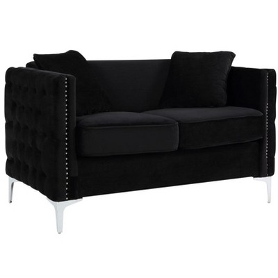 VYNXARIA Modern Black Velvet Sofa Loveseat Living Room Set