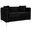 VYNXARIA 53" Black Velvet Loveseat with 2 Pillows,living romm sofas - 2 of 4
