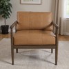 HomeRoots 28" Brown Genuine Leather and Solid Wood Arm Chair - 2 of 4