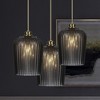 Toltec Lighting Cordova 1 - Light Pendant in  New Aged Brass with 9" Smoke Textured  Shade - 2 of 4