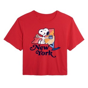 Women's - Peanuts - New York Snoopy Cropped Graphic T-Shirt - 1 of 4