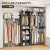 Lirago Adjustable Heavy-Duty Wood Closet Organizer-6 Shelves & 3 Expandable Rods Storage System Gray - 2 of 4