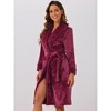 cheibear Women's Soft Flannel Plush Fluffy Long Bathrobe with Belt and 2 Pockets - 2 of 4