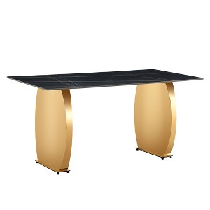 NicBex 63 Inch Rectangle Dining Table with Patterned Tabletop and Gold/Silver Legs for 6 to 8,Living Meeting Room - 1 of 4