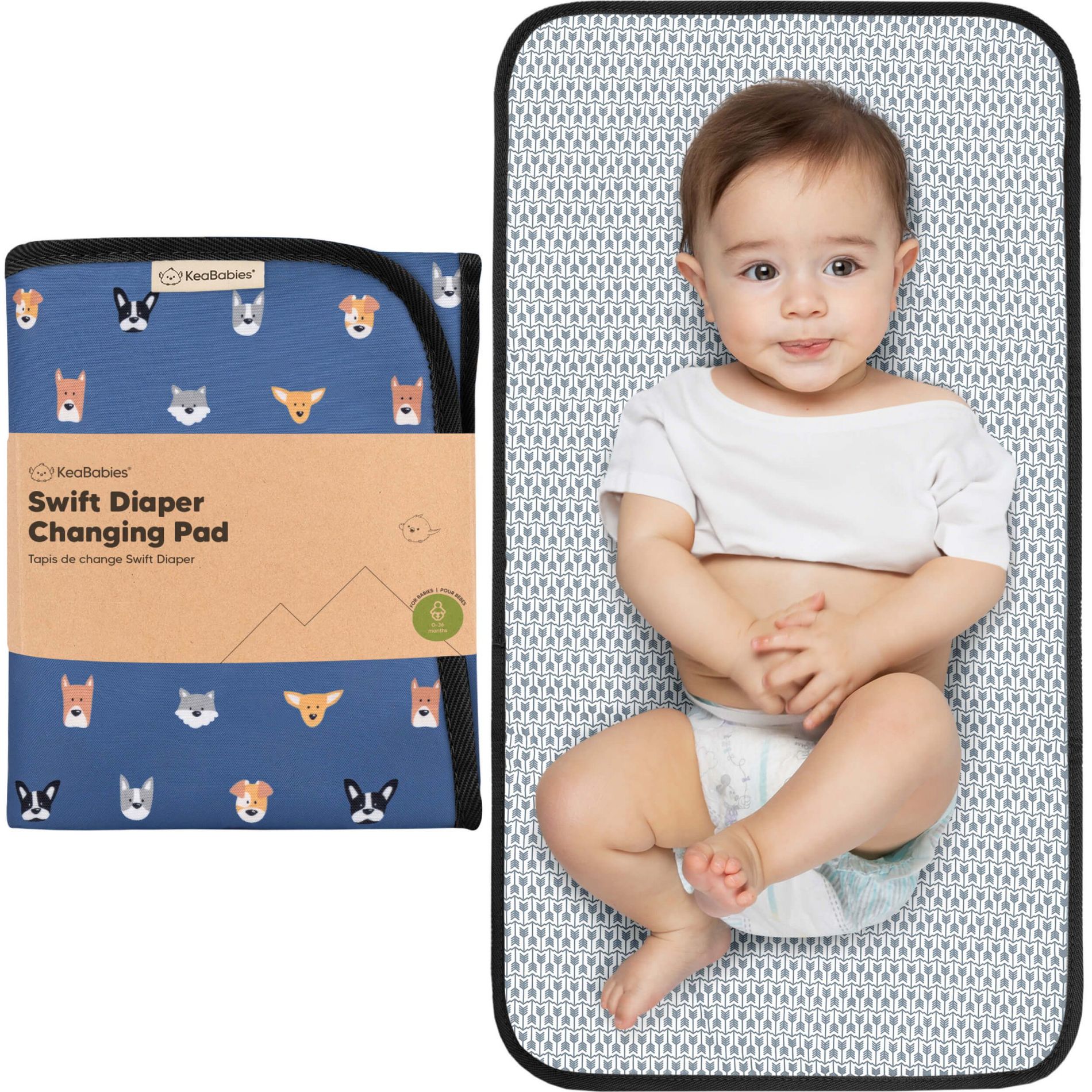 KeaBabies Swift Portable Diaper Changing Pad, Portable Waterproof Diaper Changing Pad for Baby, Travel Changing Pad for Diaper Bag (Pets & Paws)