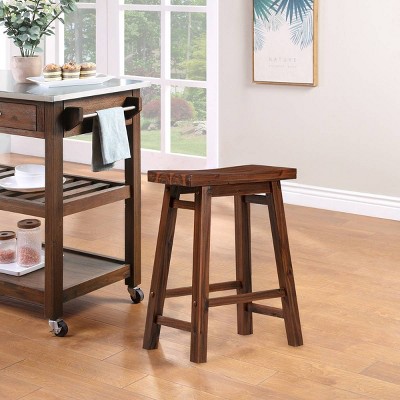 Eco-Friendly Rubberwood 24" Saddle Stool in Chestnut Wire-Brush