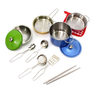 Pot and Pan 14 Pieces Kid’s Kitchen Pretend Play Accessories Toys Cooking Set 