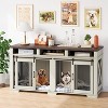 71" Extra Large Dog Crate Furniture, Heavy Duty Dog Kennel with Sliding Barn Door, 3 Storage Compartments & Removable Divider - 2 of 4