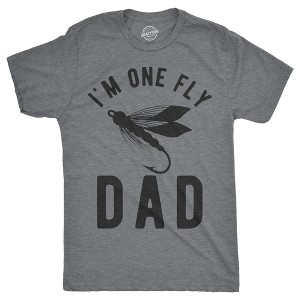 Mens Im One Fly Dad T Shirt Funny Fishing Fathers Day Tee For Guys - Crazy Dog Men's T Shirt - 1 of 4