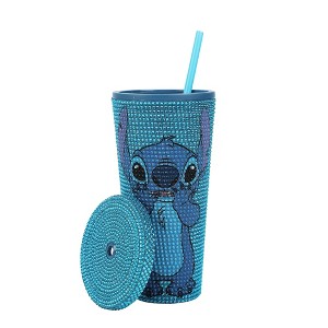Disney Stitch Sweet Thing 20 Oz Blue Rhinestone-Studded Plastic Cup - 1 of 4