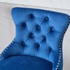 Swivel Velvet Barstools with Button Tufted Decoration and Wooden Legs, and Chrome Nailhead Trim, Leisure Style Bar Chairs,Bar stools, Set of 2 - 4 of 4