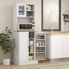 HOMCOM 66.5" Pantry Cabinet with Microwave Stand, Freestanding Kitchen Storage Cabinet with Hutch and Adjustable Shelves, White - 2 of 4