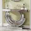 43" Silver Mirrored Entryway Console Table with Semicircle Base, Mirror Glass Entryway Table for Living Room - Panipeachy - 2 of 4