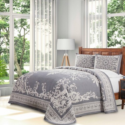 Lightweight Cotton Blend Oversized Jacquard Vintage Medallion Bedspread Set by Blue Nile Mills