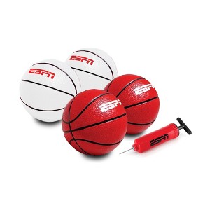 ESPN 5” Mini Basketballs for Family Games – Set of 4 Includes Pump – Multi-Color (ES-BK04.EXV24) - 1 of 4