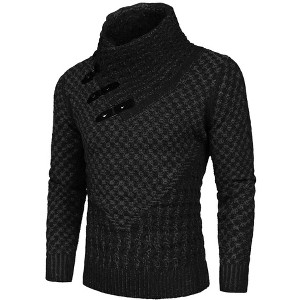 COOFANDY Men's Knitted Turtleneck Sweater Long Sleeve Slim Fit Designer Shawl Collar Pullover - 1 of 4