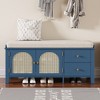 TIRAMISUBEST Shoe Storage Bench,Vintage Shoe Bench with Storage and Cushion, Shoe Bench with 2 Drawers and 2 Rattan Door - 2 of 4