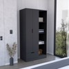 SEVOBAL Armoires Wardrobe Armoire with 4 Tier Storage Shelves Hanging Rod and Large Drawer for Bedroom Storage, Black, 35.4"*19.7"*71.1" - 2 of 4