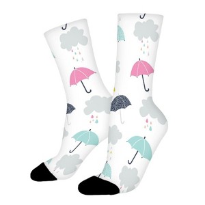 Umbrellas Pattern Women Printed Crew Socks Funny Funky Socks Soft Polyester Novelty Gifts for Artists Men - 1 of 4