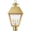 Livex Lighting Wentworth 3 - Light Post Light in  Natural Brass - 2 of 4
