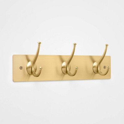 Buy Double prong coat hook with brass Finish; hardware incl