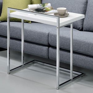 Syemin End Tables Gloss Rectangular Small Side Table, Modern Accent Nightstand, Narrow Side Table, Living Room Tables, White, 23.5"*15.75"*26.5" - 1 of 4