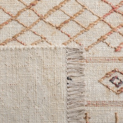 Ivory Cotton Hand-Knotted Non-Slip Rectangular Area Rug