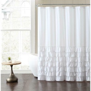 Kate Aurora Melanie Shabby Chic Gypsy Semi Ruffled Fabric Shower Curtains - 1 of 1