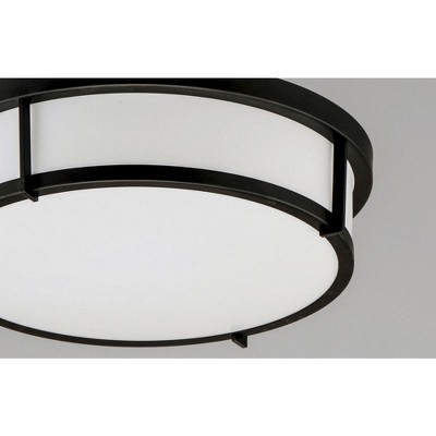 Rogue 13" Black and White Steel-Acrylic Flush Mount with Dimmable LED