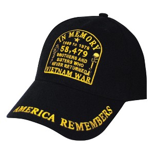 Collections Etc America Remembers Veterans Memorial Baseball Cap NO SIZE Black - 1 of 4