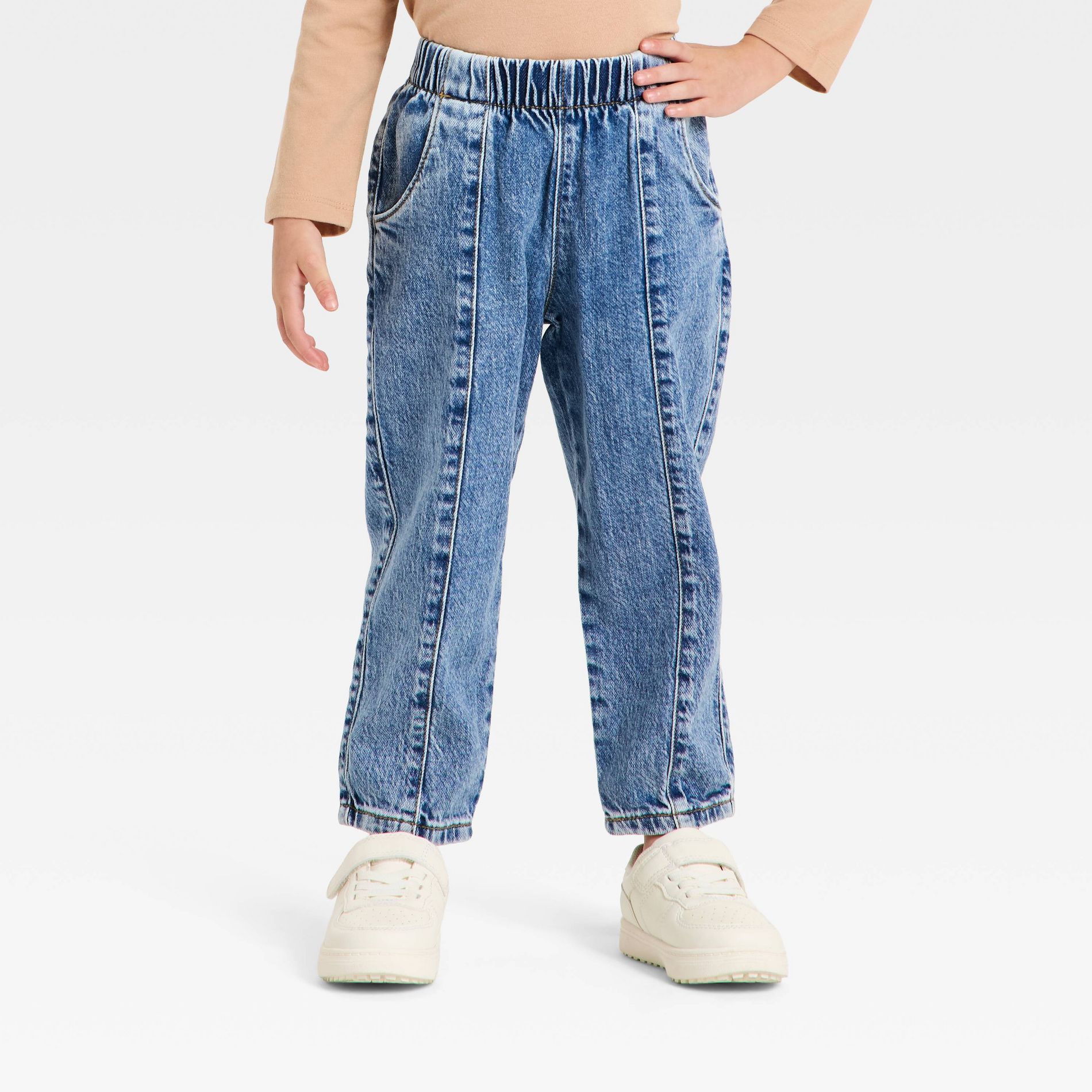 Toddler Girls' Relaxed Fit Pull-On Denim Pants - Cat & Jack™ Medium Wash 4T