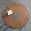 Lyngins Modern Handcraft Drum Coffee Table, 31.5" Center Coffee Table with Stainless Steel Pedestal Base – Manchurian Ash Grain, Living Room Table - 3 of 4