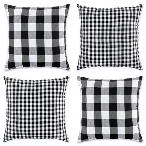 4 set of 18x18 Pack White and Black Buffalo Check Plaid Throw Pillow Case  Covers