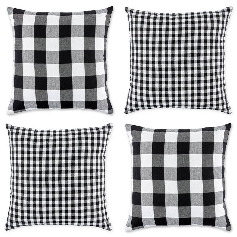 4pk 18&#34;x18&#34; Gingham Buffalo Check Assorted Square Throw Pillow Covers Black/White - Design Imports, 1 of 9