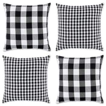 4pk 18"x18" Gingham Buffalo Check Assorted Square Throw Pillow Covers Black/White - Design Imports