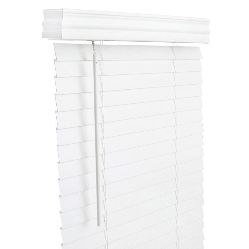Living Accents Faux Wood 2 in. Blinds 23 in. W X 60 in. H White Cordless, 1 of 2