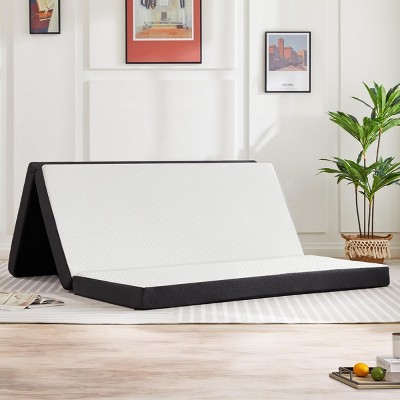 FURNIinspire Mattresses 4 Inch Full Size Foldable Mattress Flush 3-Fold Mattress for Pressure Relief Comfort Sleep, White, 75"*54"*4"