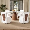Set of 4 Upholstered Armless Dining Chairs with Casters, Linen Accent Chairs with Wheels, Modern Rolling Chairs for Dining Room - Cuddlewood - 3 of 4