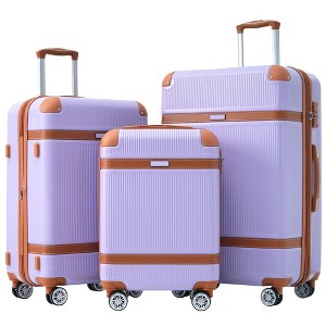 3pc Lightweight Luggage Sets,  Expandable Hardshell Spinner Suitcase with TSA Lock 20''/24''/28'' 4M -ModernLuxe - 1 of 4