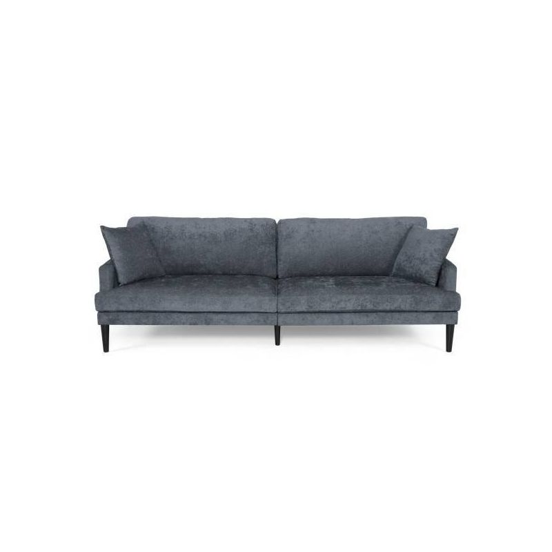 Malverne Contemporary 3 Seater Fabric Sofa with Accent Pillows Charcoal/Dark Brown - Christopher Knight Home, 1 of 12