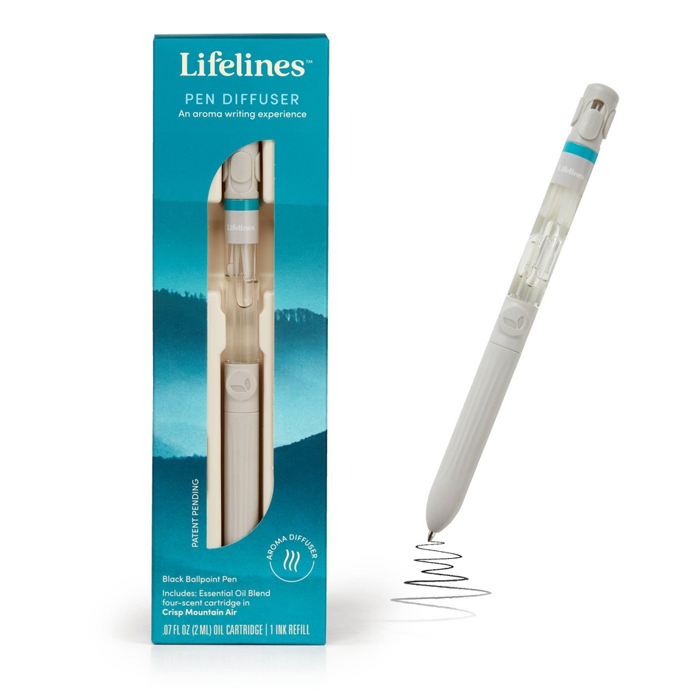 Lifelines Crisp Mountain Air with Essential Oil Blend Pen Diffuser: Aromatherapy for Focus, Energy & Joy, No Battery Needed