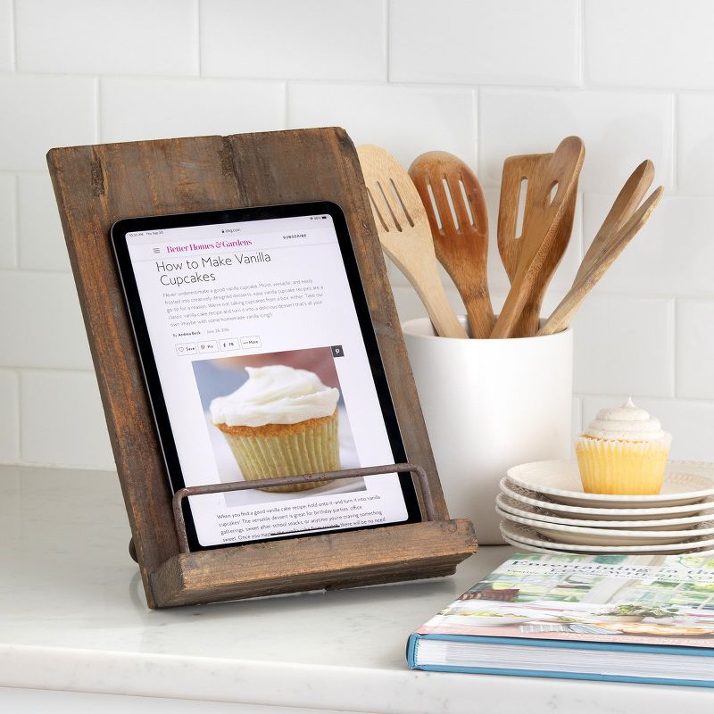 Park Hill Collection Aged Wooden Cookbook Stand, 2 of 5