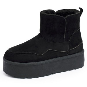 Alpine Swiss Tiana Womens Platform Mini Boots | Faux Fur Lined Short Ankle Boots | Slip On Warm Winter Booties | Lightweight Anti-Slip Outsole - 1 of 4