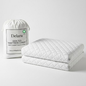 Delara 100% Organic Cotton Quilted Mattress Pad, GOTS Certified, 400 TC, Plush 0.25" Padding, Deep Pocket up to 18" - 1 of 4