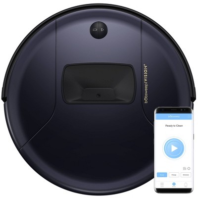 bObsweep PetHair Vision Plus Wi-Fi Robot Vacuum Cleaner and Mop - Blackberry