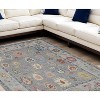 Gray Blue and Red Wool Oriental Hand Knotted Area Rug With Fringe - 2 of 4