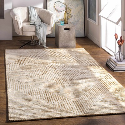 Hauteloom Quartz Patterned Sheen Beige Viscose Rug